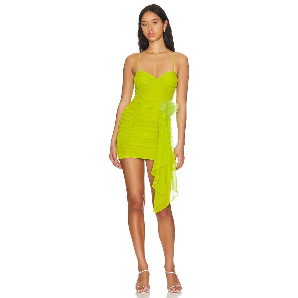 For Love & Lemons Lorlai Mini Dress Size XS Slime Green NWT